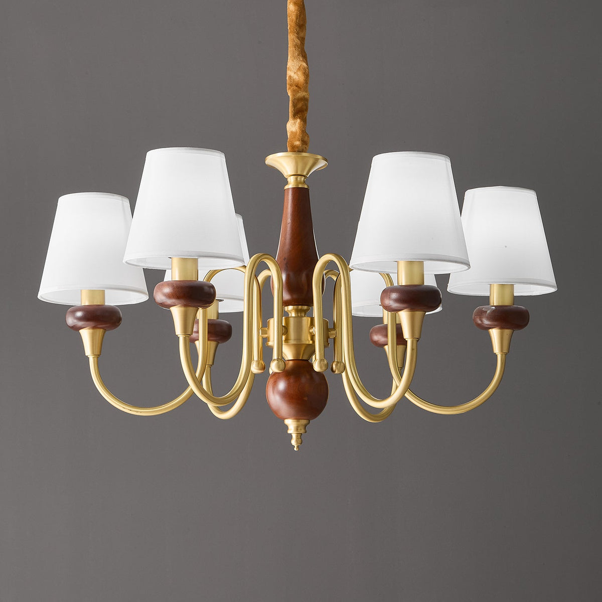 Zovena Lustre Vintage Élégant en Tissu et Bois - Neutralighting