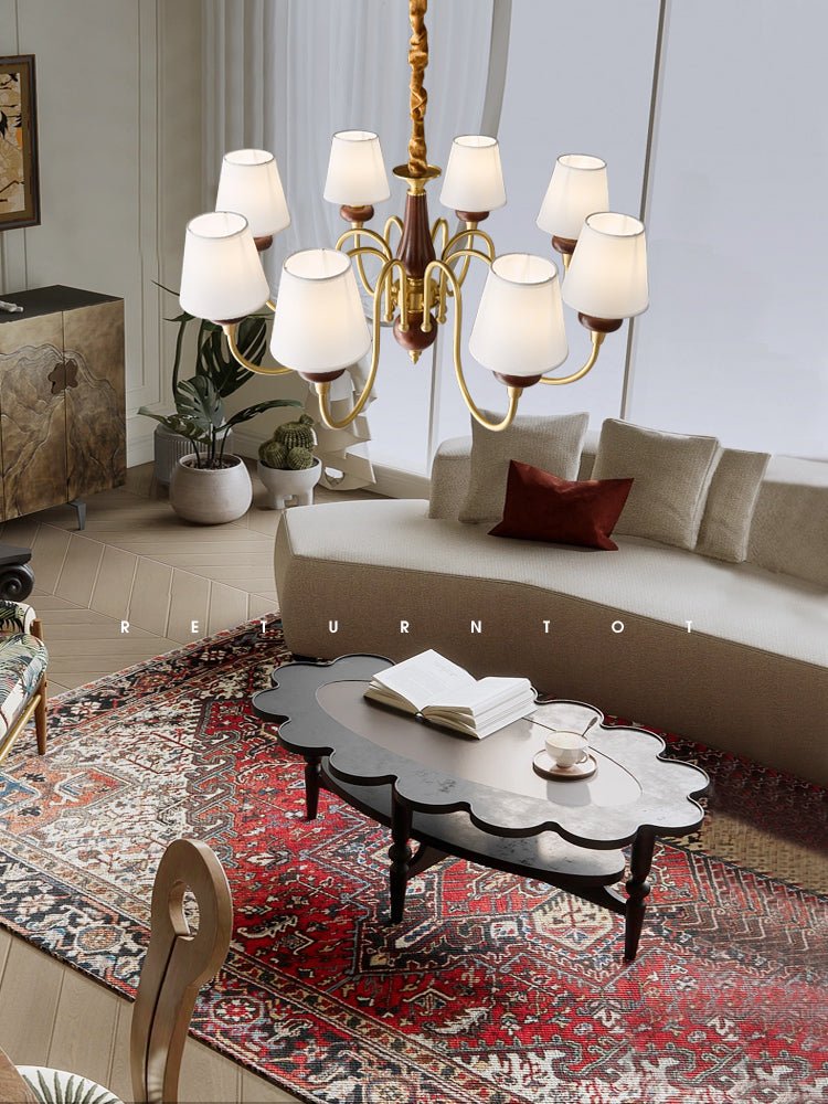 Zovena Lustre Vintage Élégant en Tissu et Bois - Neutralighting