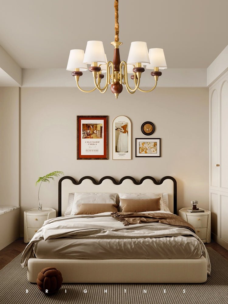 Zovena Lustre Vintage Élégant en Tissu et Bois - Neutralighting