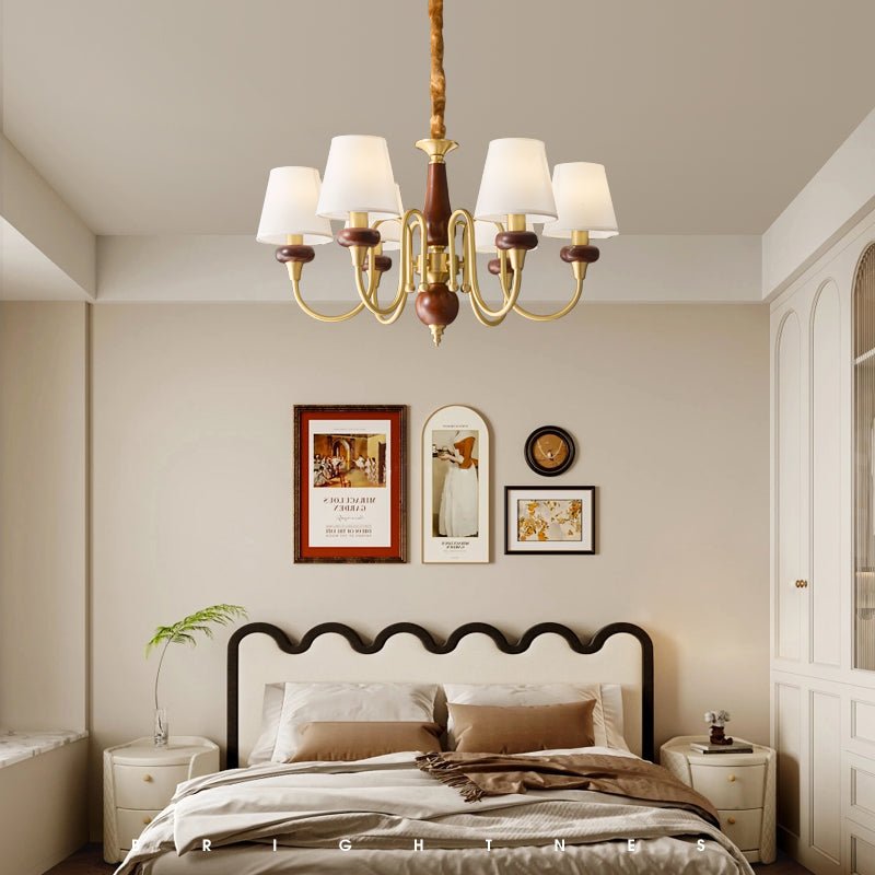 Zovena Lustre Vintage Élégant en Tissu et Bois - Neutralighting