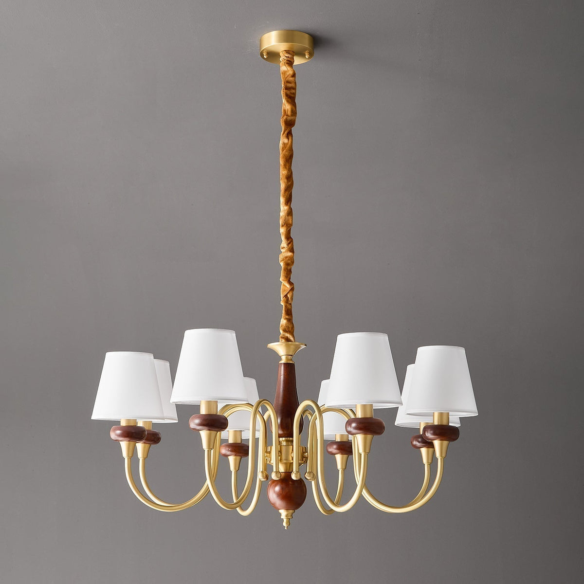 Zovena Lustre Vintage Élégant en Tissu et Bois - Neutralighting