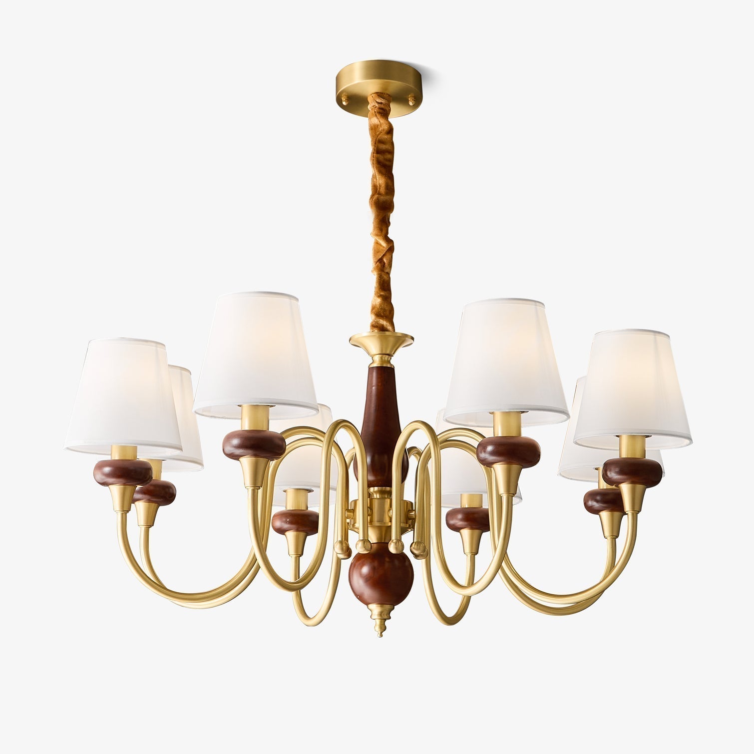 Zovena Lustre Vintage Élégant en Tissu et Bois - Neutralighting