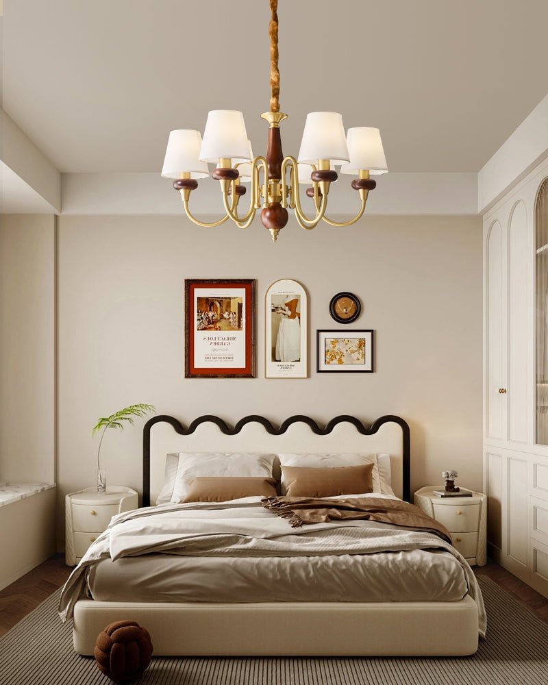 Zovena Lustre Vintage Élégant en Tissu et Bois - Neutralighting