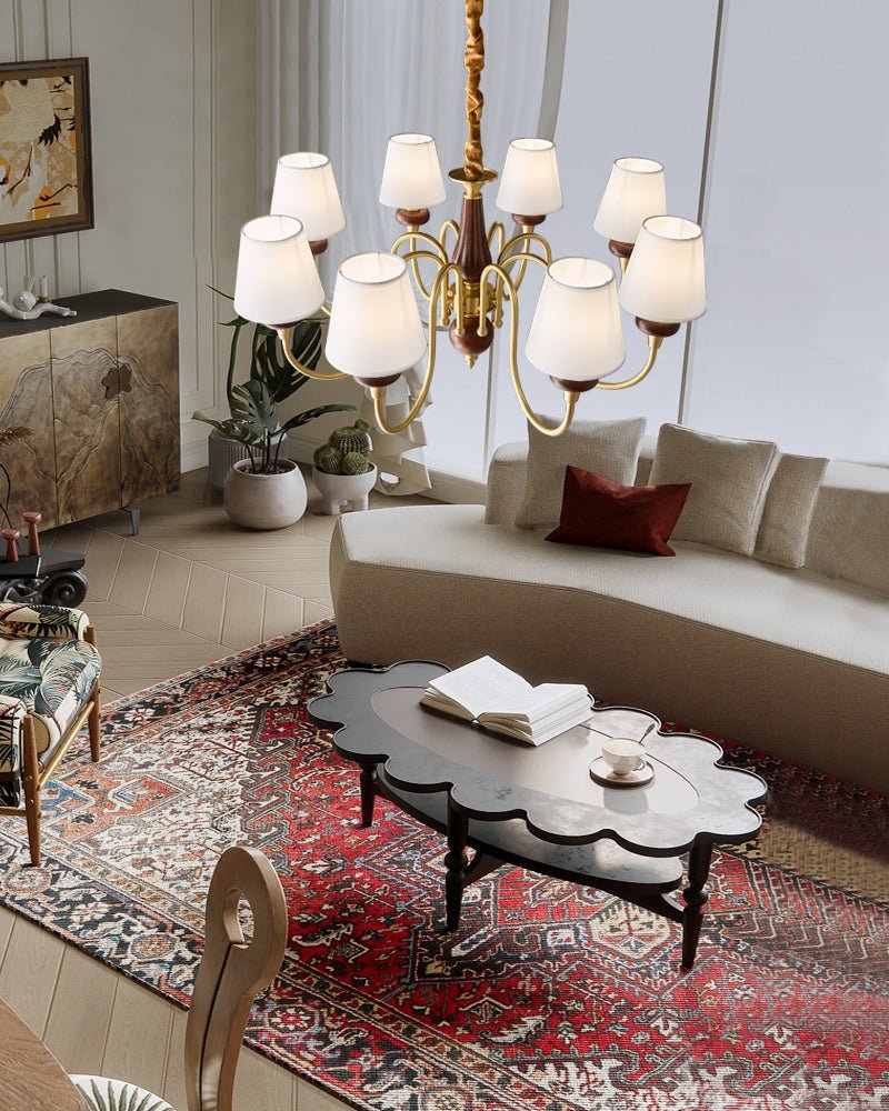 Zovena Lustre Vintage Élégant en Tissu et Bois - Neutralighting