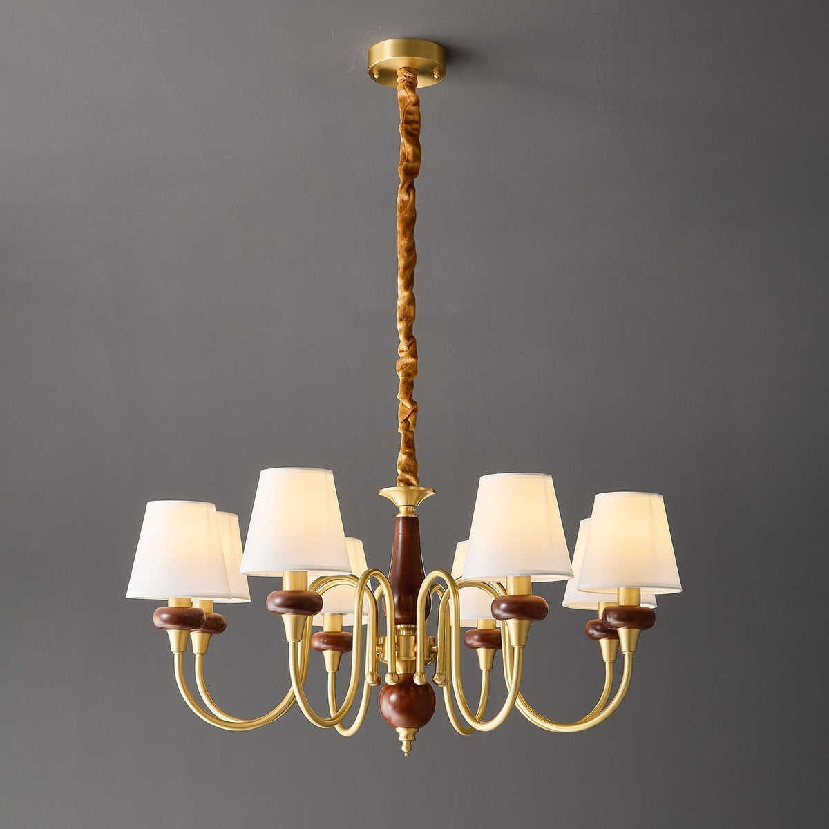 Zovena Lustre Vintage Élégant en Tissu et Bois - Neutralighting