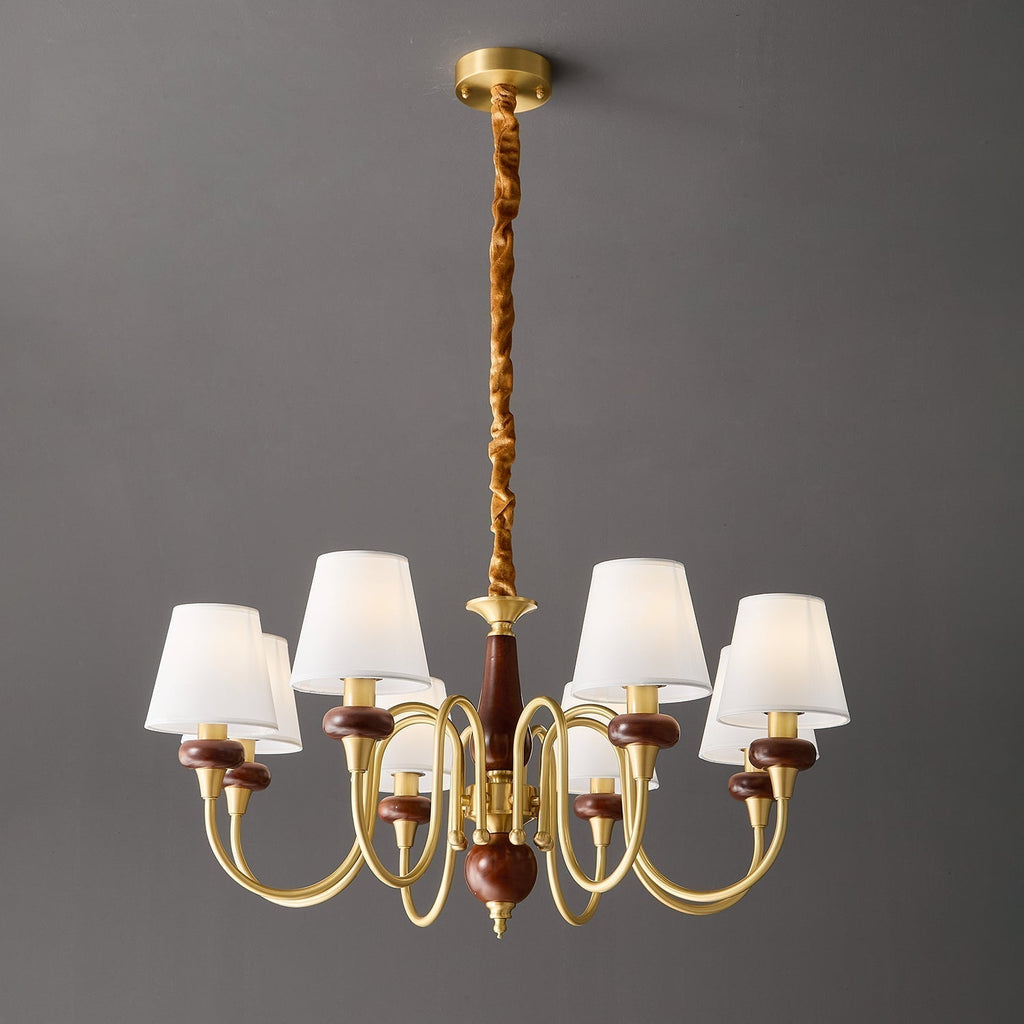 Zovena Lustre Vintage Élégant en Tissu et Bois - Neutralighting