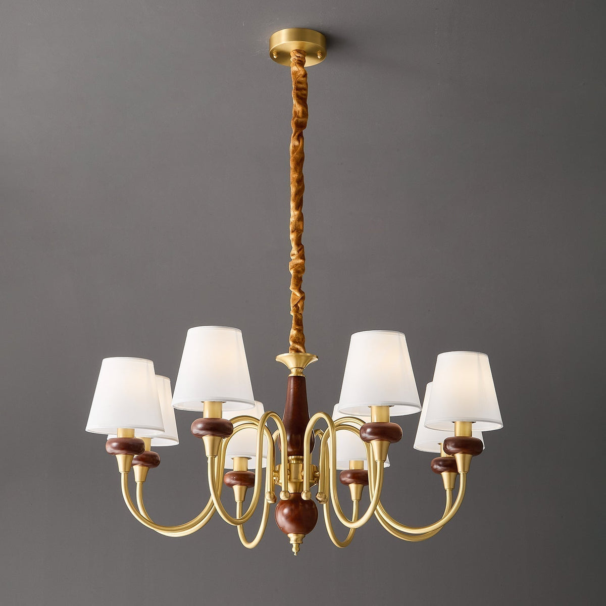 Zovena Lustre Vintage Élégant en Tissu et Bois - Neutralighting