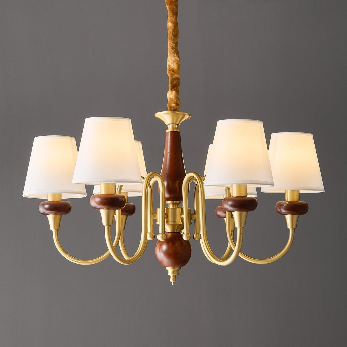 Zovena Lustre Vintage Élégant en Tissu et Bois - Neutralighting