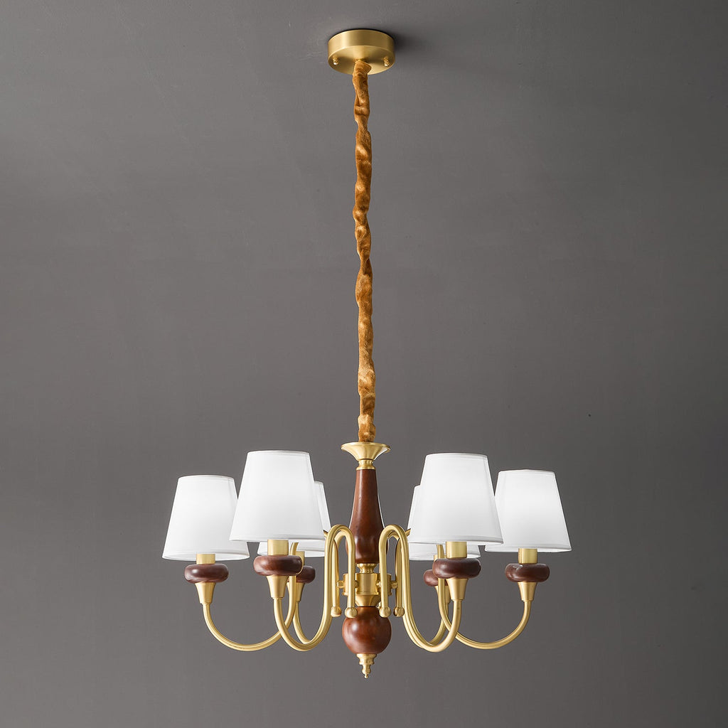 Zovena Lustre Vintage Élégant en Tissu et Bois - Neutralighting