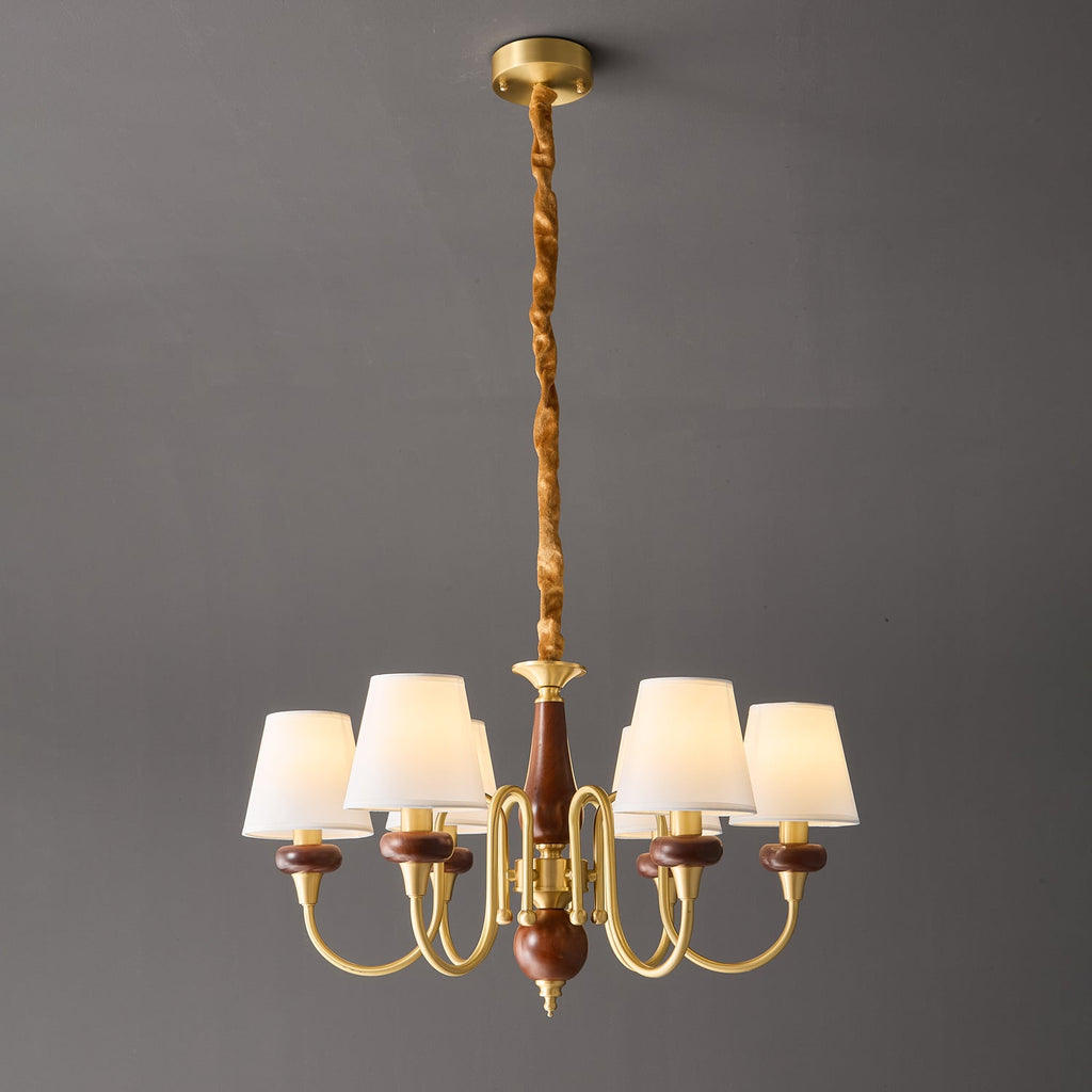 Zovena Lustre Vintage Élégant en Tissu et Bois - Neutralighting