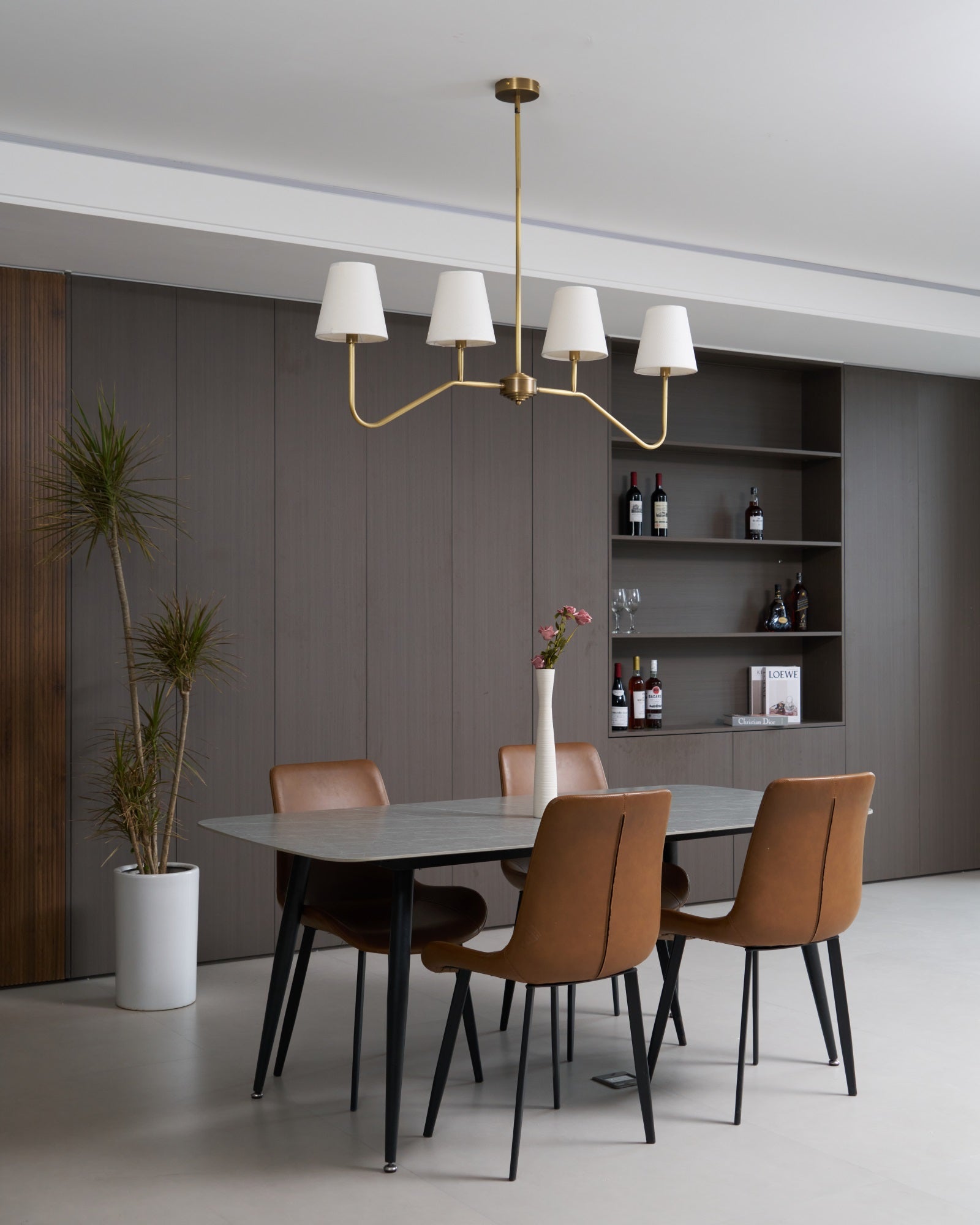 Lustra Chandelier Laiton Courbé Beige Linéaire - Neutralighting