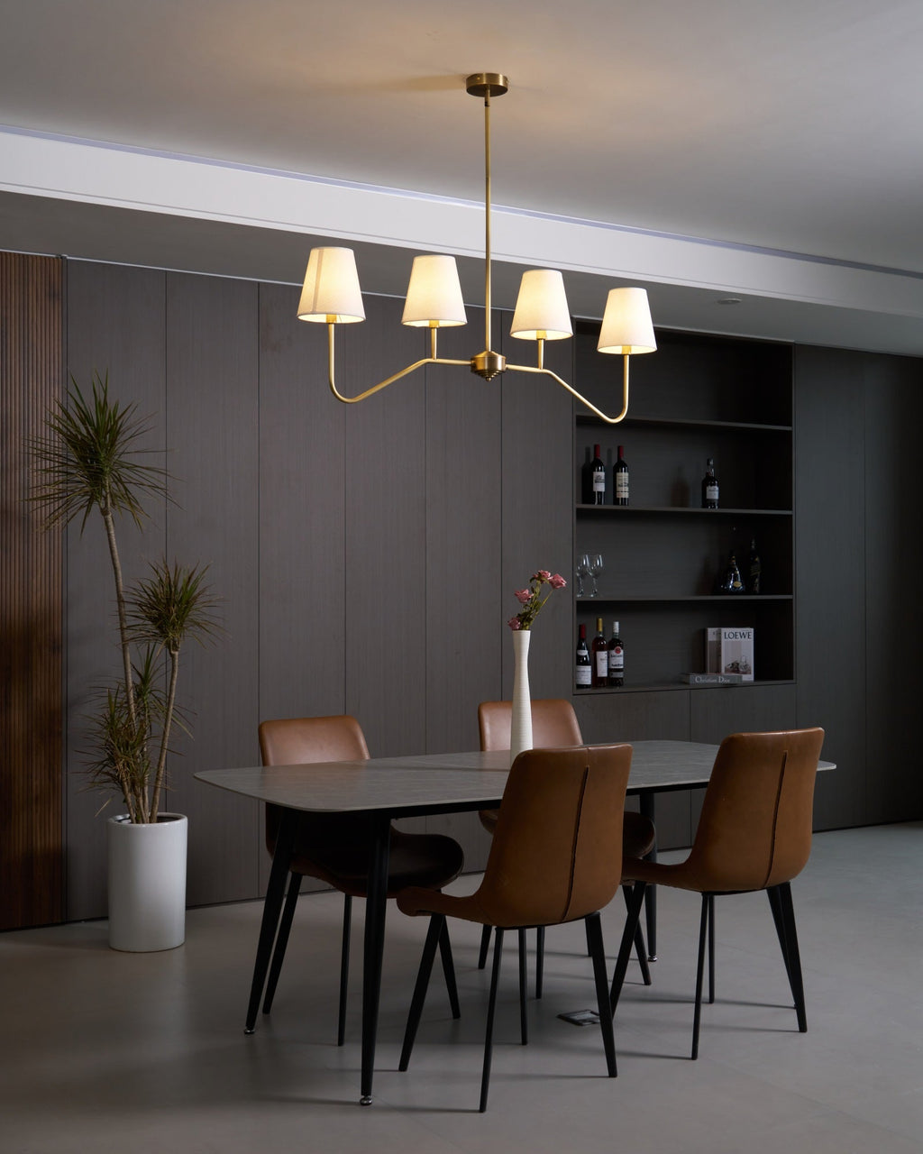 Lustra Chandelier Laiton Courbé Beige Linéaire - Neutralighting
