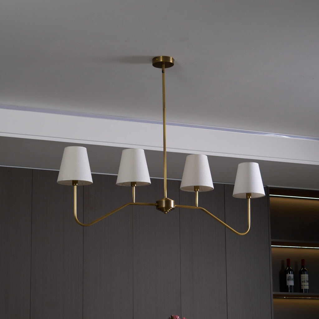 Lustra Chandelier Laiton Courbé Beige Linéaire - Neutralighting
