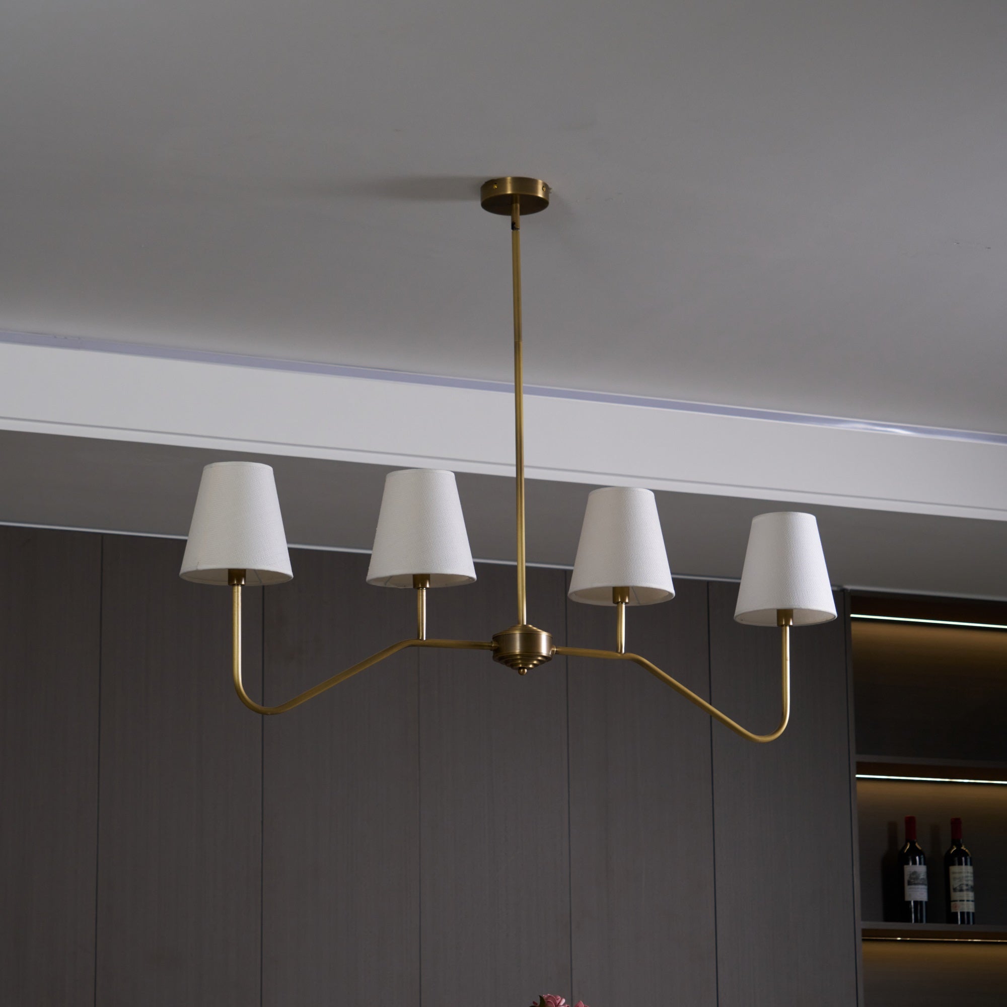 Lustra Chandelier Laiton Courbé Beige Linéaire - Neutralighting