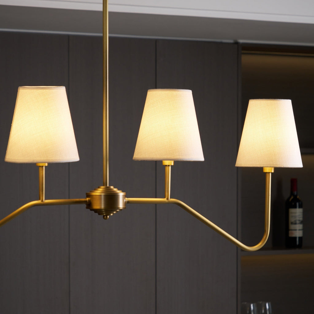 Lustra Chandelier Laiton Courbé Beige Linéaire - Neutralighting