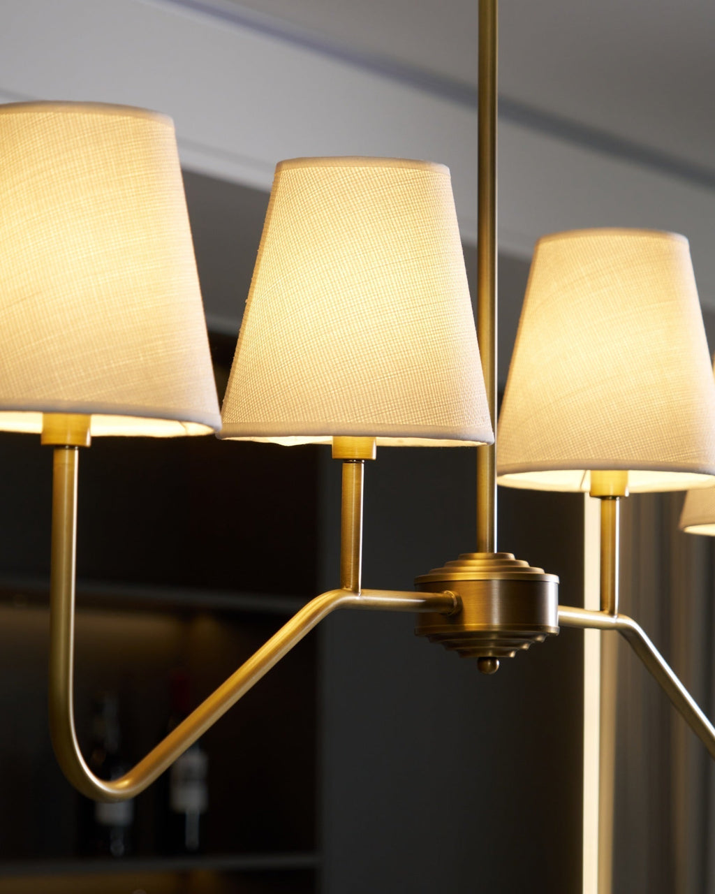 Lustra Chandelier Laiton Courbé Beige Linéaire - Neutralighting