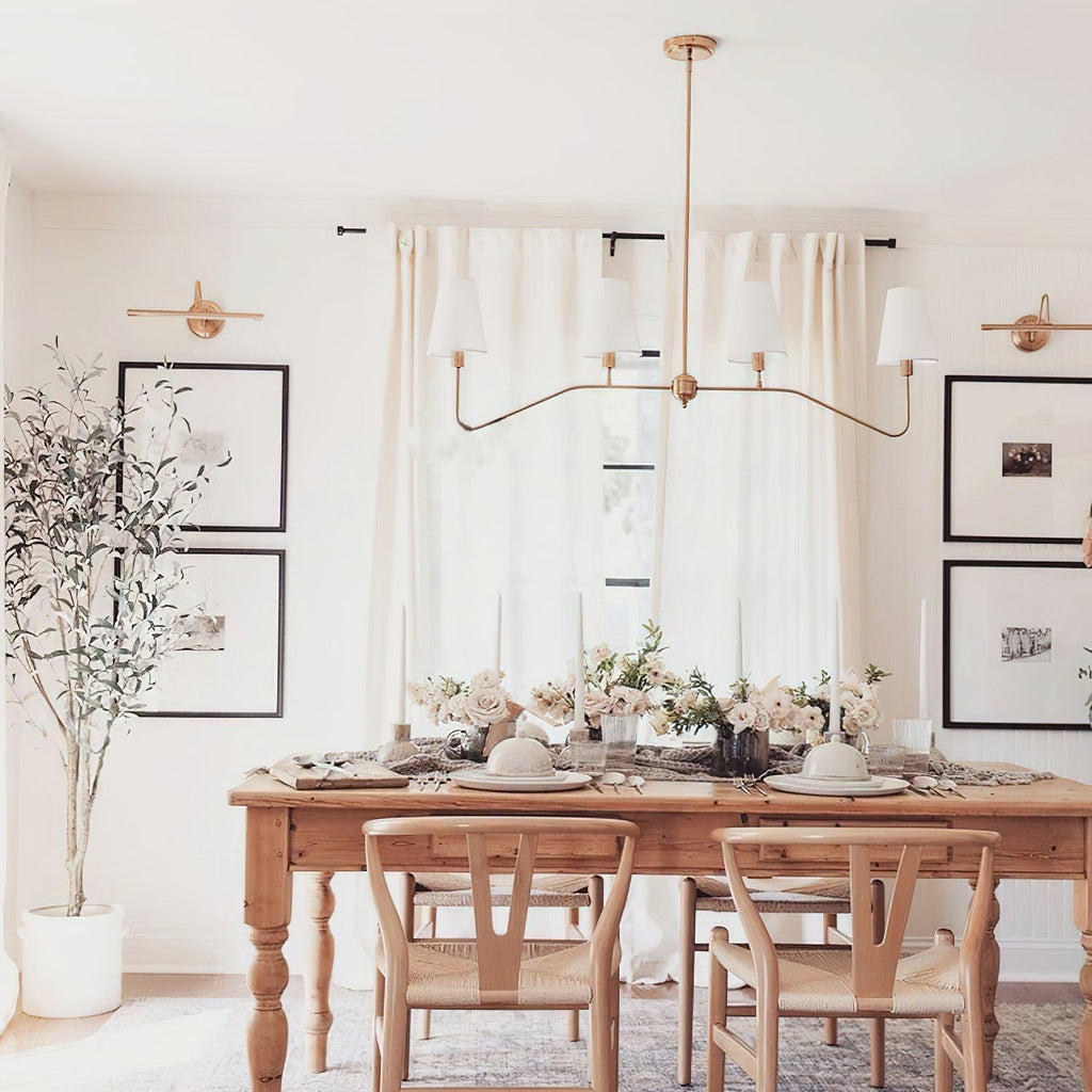 Lustra Chandelier Laiton Courbé Beige Linéaire - Neutralighting