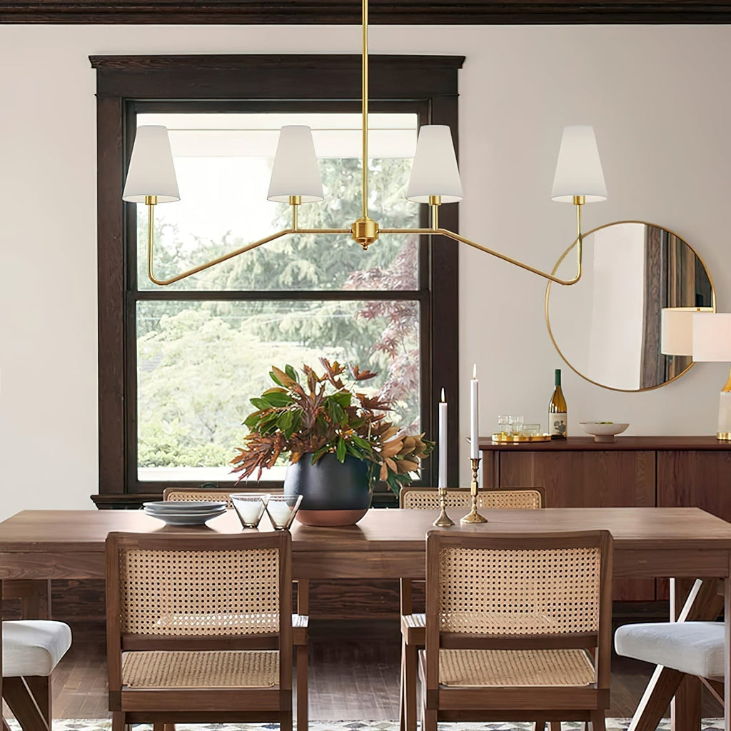 Lustra Chandelier Laiton Courbé Beige Linéaire - Neutralighting