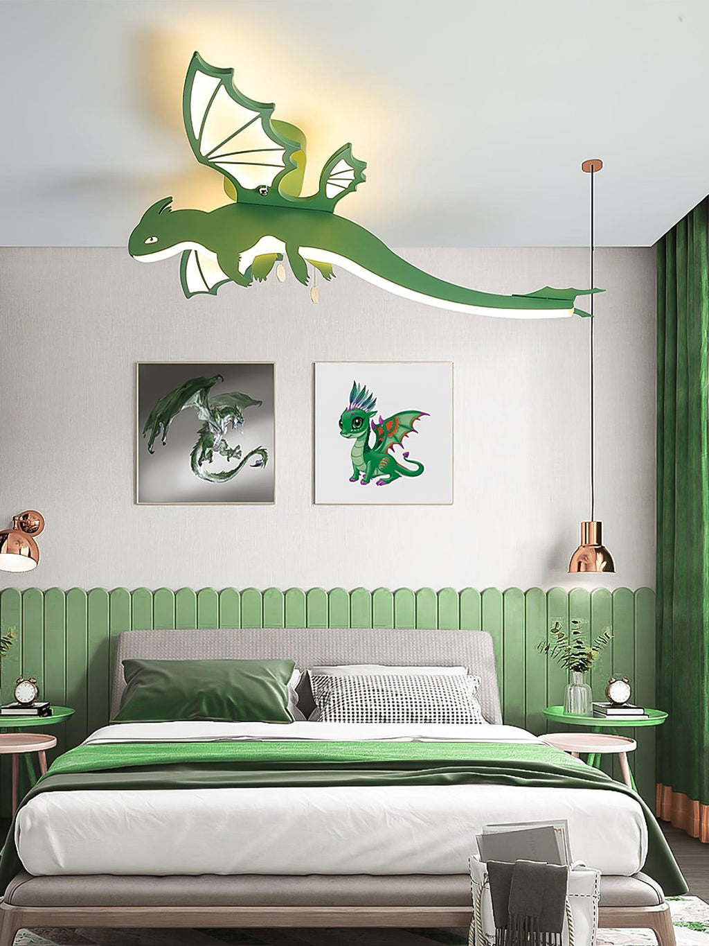 Lustra Plafonnier Dinosaure Vert LED - Neutralighting