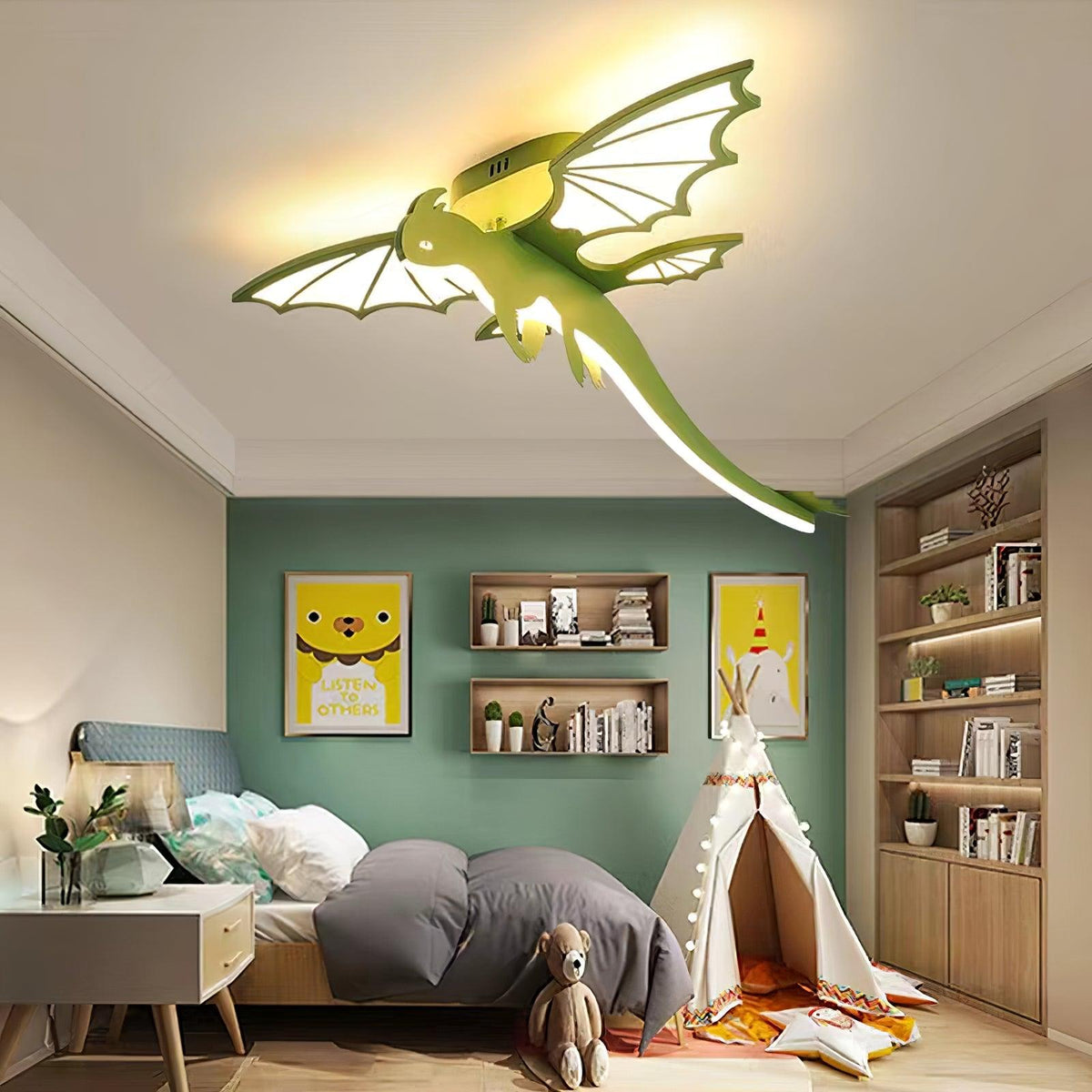Lustra Plafonnier Dinosaure Vert LED - Neutralighting