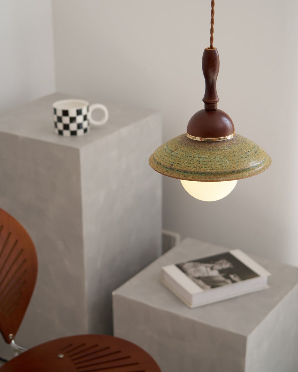 Ulsilia Lampe Pendante Art en Bois et Céramique - Neutralighting