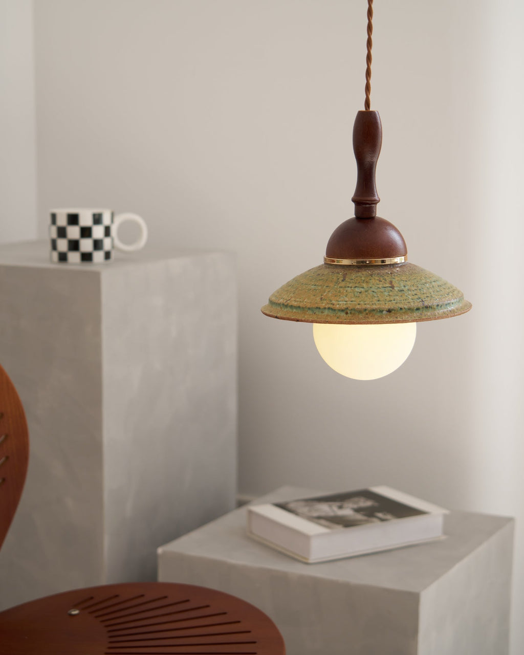 Ulsilia Lampe Pendante Art en Bois et Céramique - Neutralighting