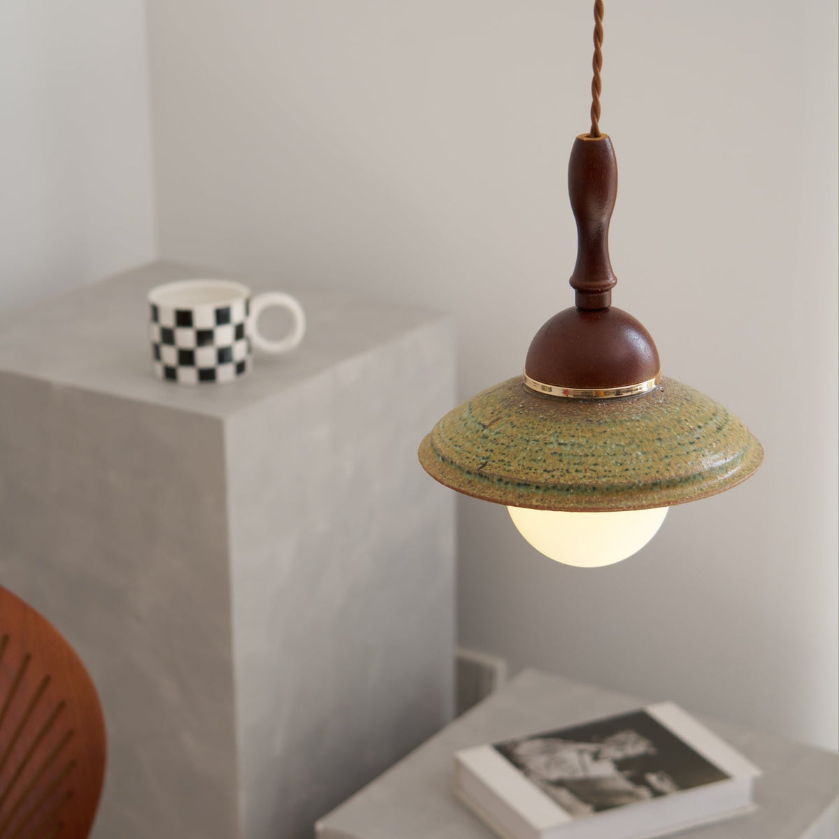 Ulsilia Lampe Pendante Art en Bois et Céramique - Neutralighting