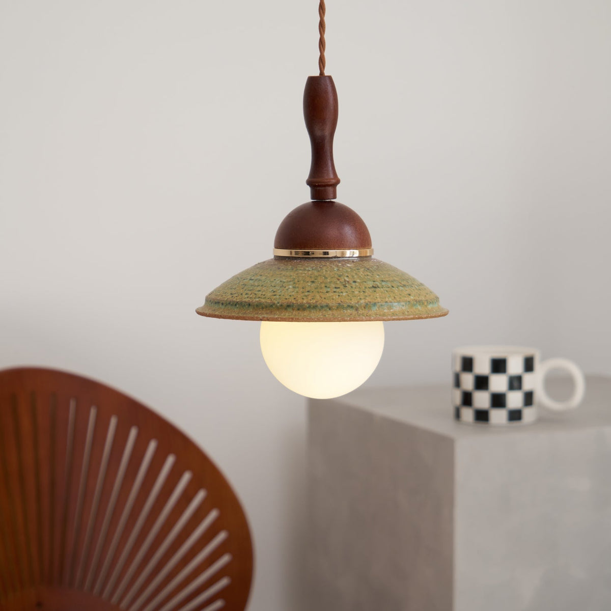 Ulsilia Lampe Pendante Art en Bois et Céramique - Neutralighting