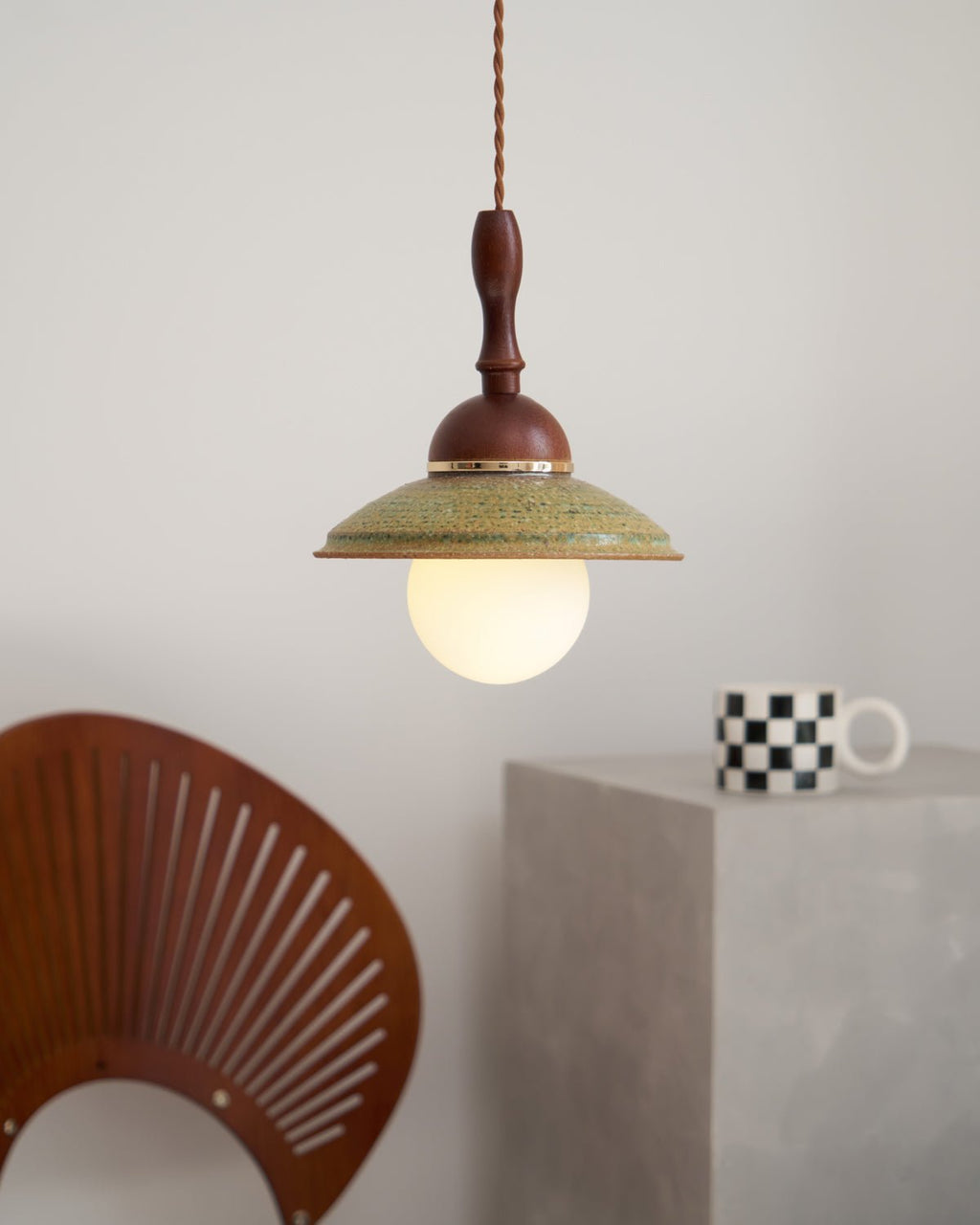 Ulsilia Lampe Pendante Art en Bois et Céramique - Neutralighting