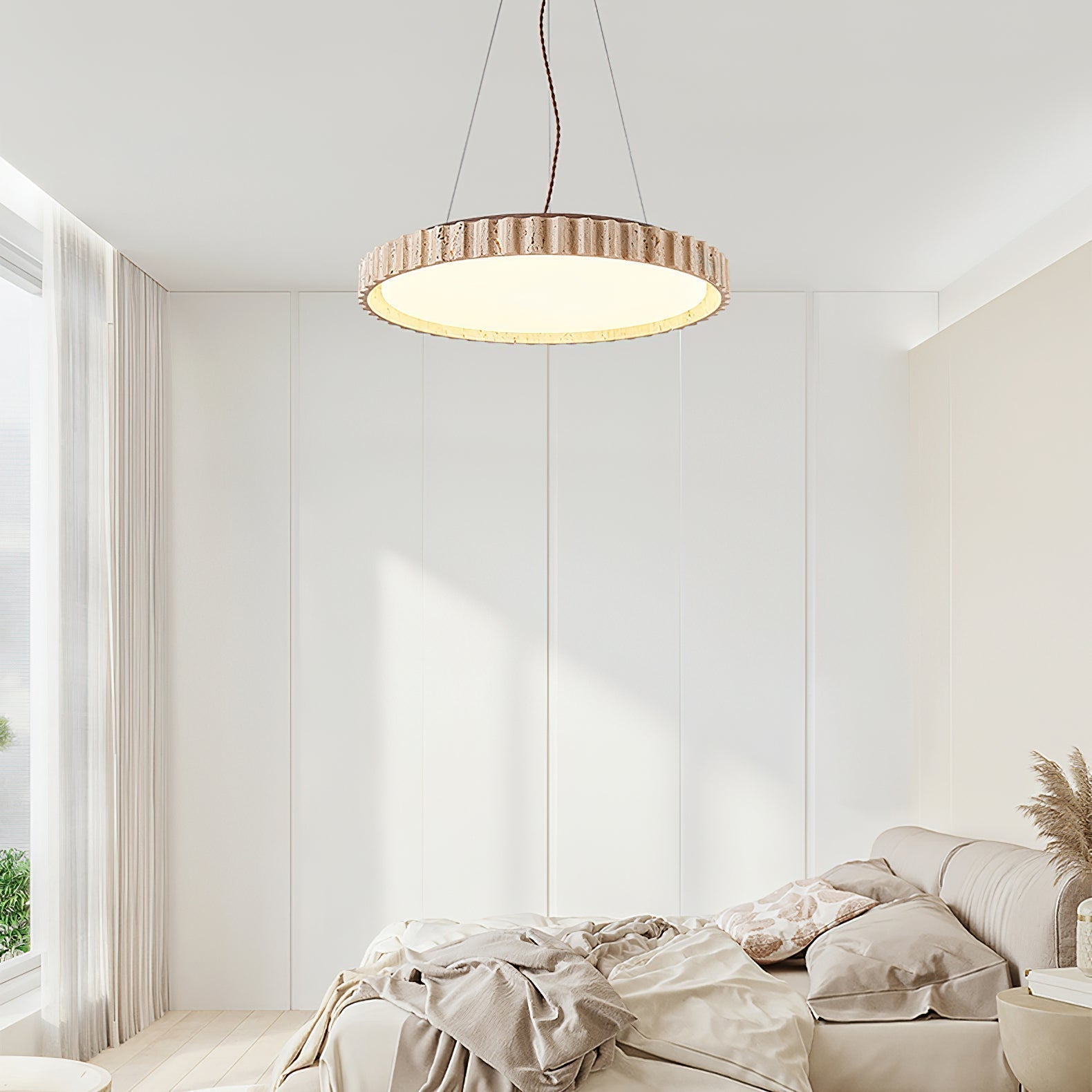 Elvenis Suspension Circulaire en Travertin - Neutralighting