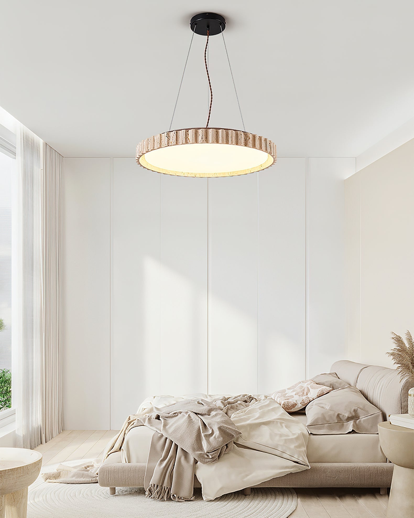 Elvenis Suspension Circulaire en Travertin - Neutralighting