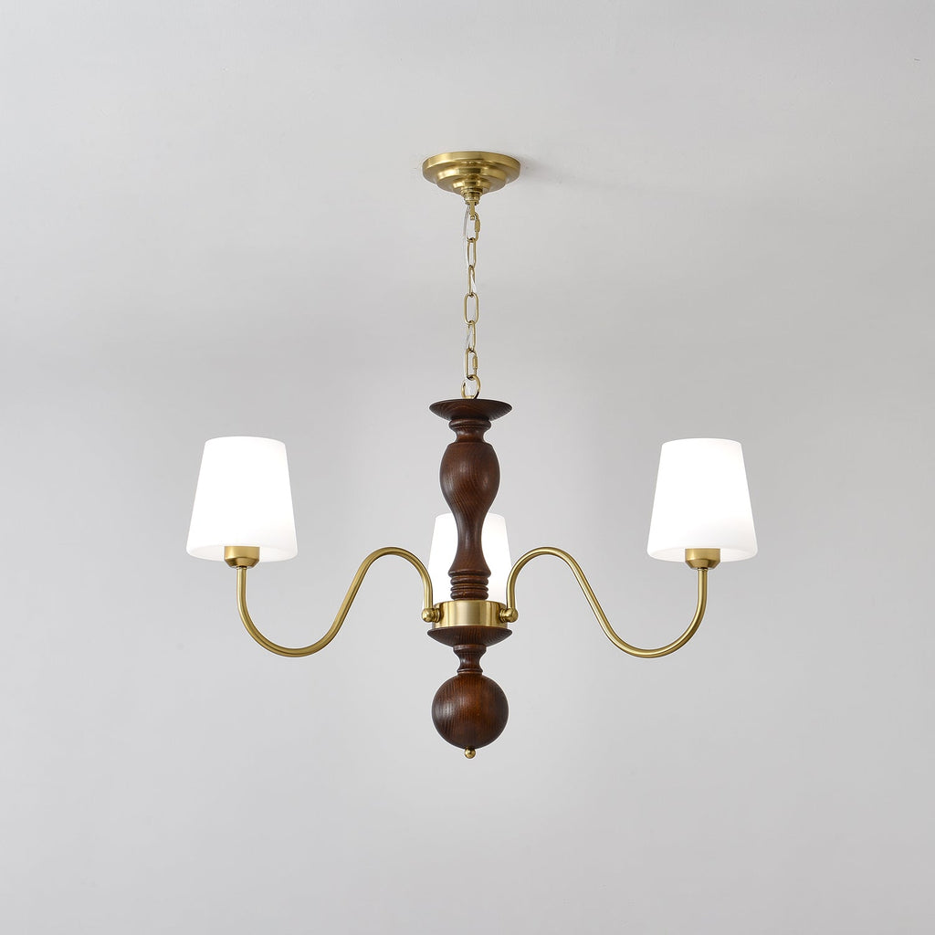 Lustra Chandelier Laiton Bois Rustique Vintage - Neutralighting