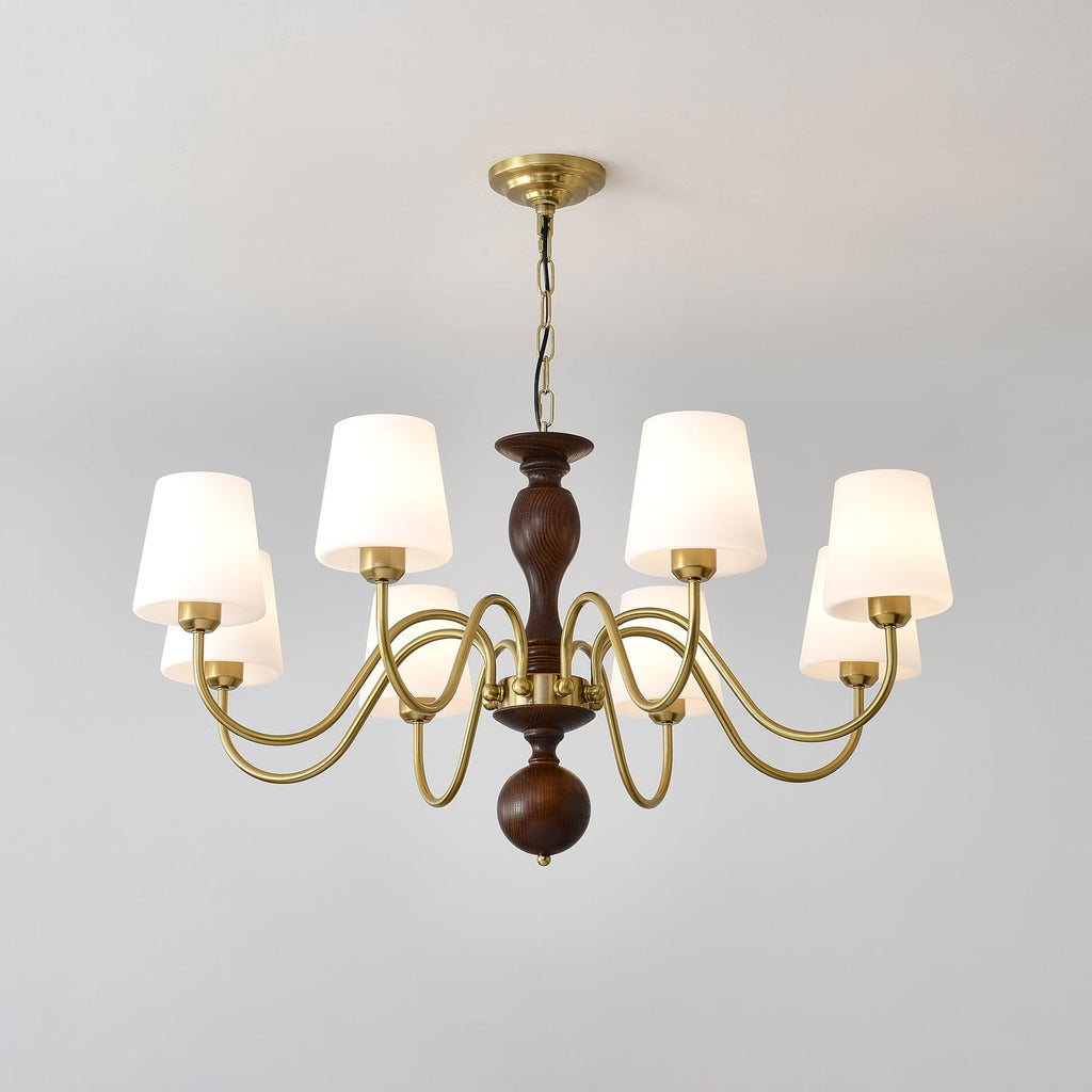 Lustra Chandelier Laiton Bois Rustique Vintage - Neutralighting