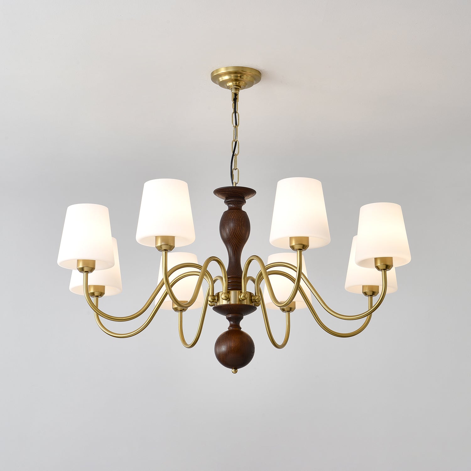 Lustra Chandelier Laiton Bois Rustique Vintage - Neutralighting