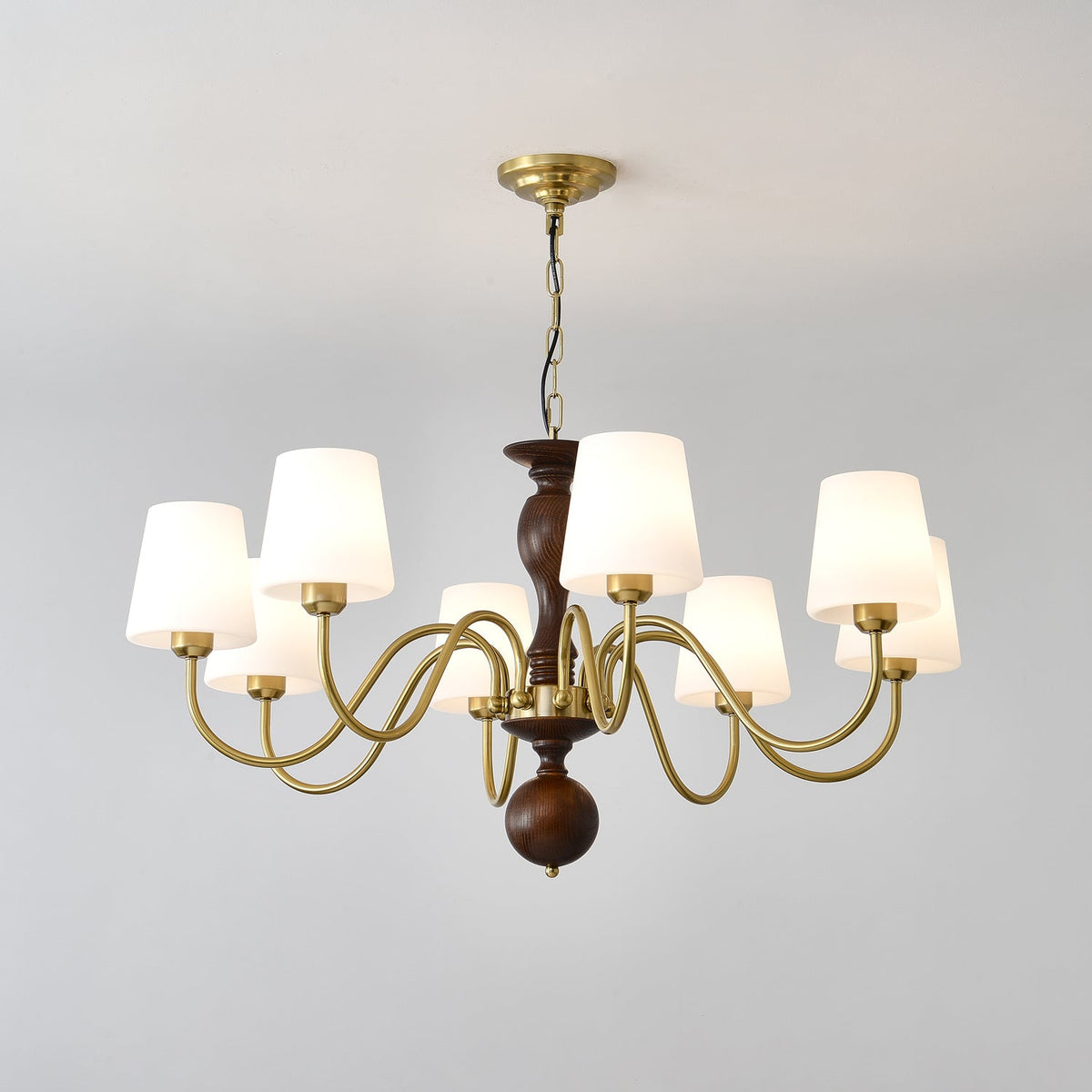 Lustra Chandelier Laiton Bois Rustique Vintage - Neutralighting