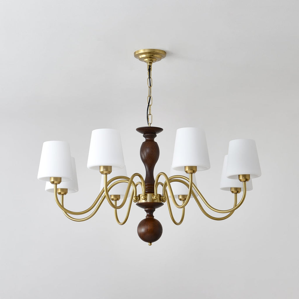 Lustra Chandelier Laiton Bois Rustique Vintage - Neutralighting