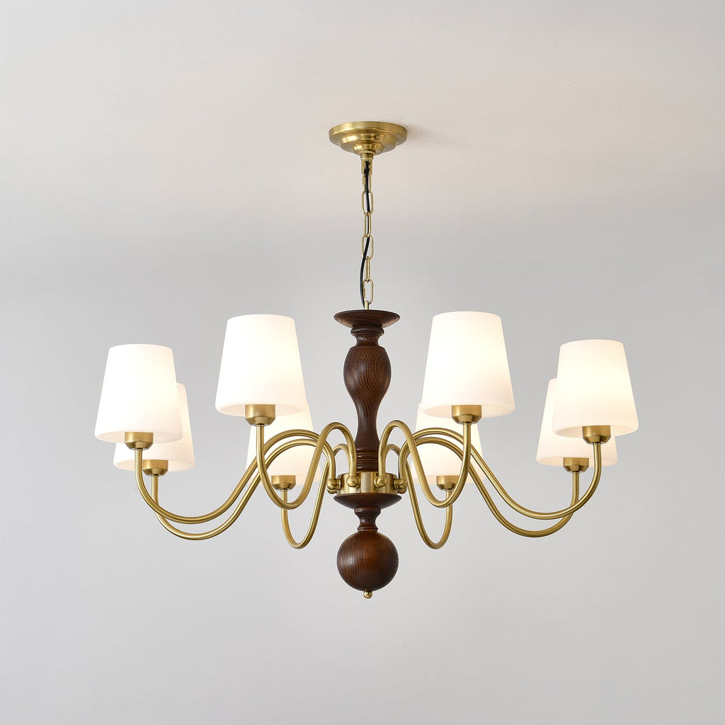 Lustra Chandelier Laiton Bois Rustique Vintage - Neutralighting