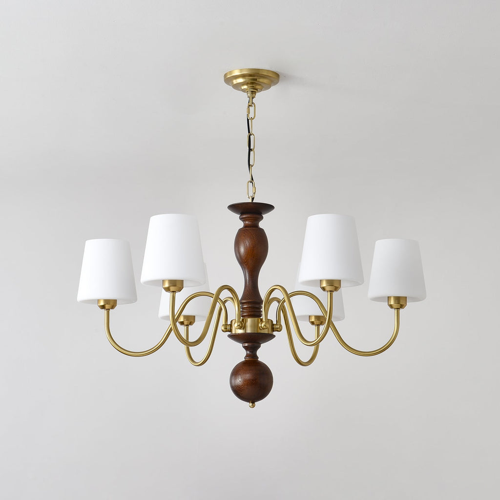 Lustra Chandelier Laiton Bois Rustique Vintage - Neutralighting