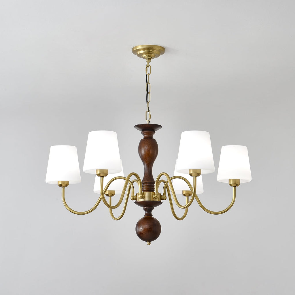 Lustra Chandelier Laiton Bois Rustique Vintage - Neutralighting