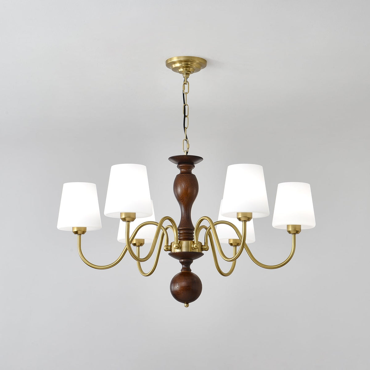 Lustra Chandelier Laiton Bois Rustique Vintage - Neutralighting