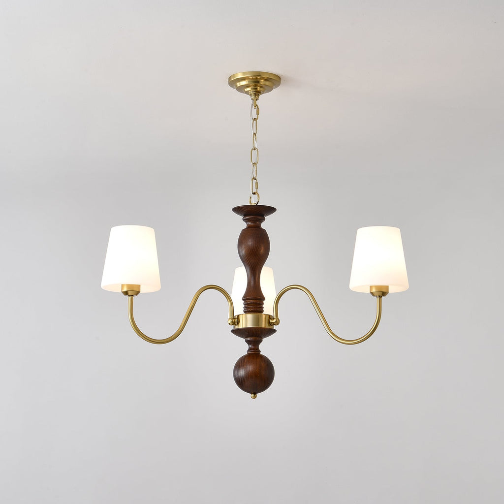 Lustra Chandelier Laiton Bois Rustique Vintage - Neutralighting