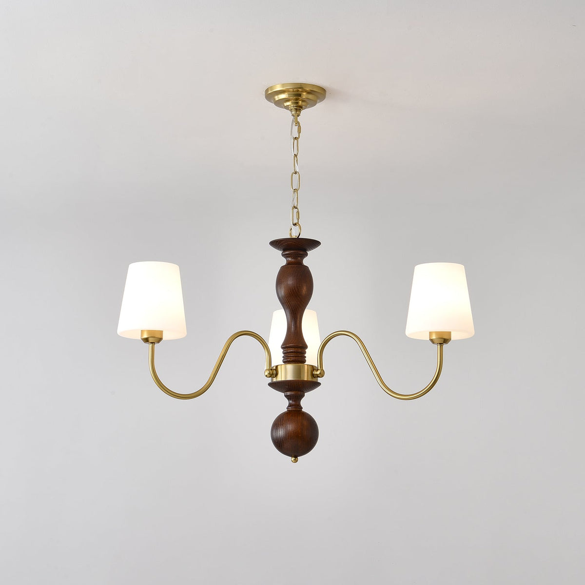 Lustra Chandelier Laiton Bois Rustique Vintage - Neutralighting