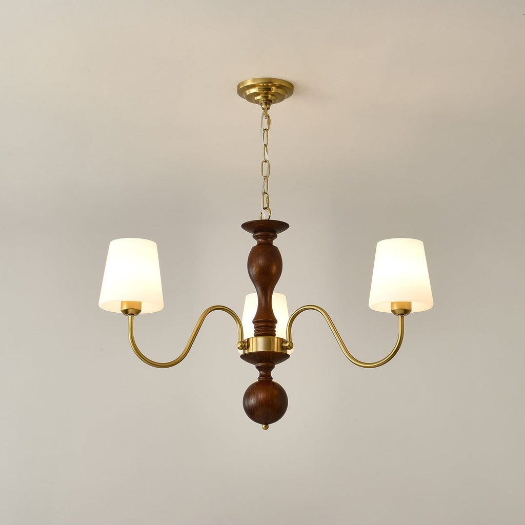 Lustra Chandelier Laiton Bois Rustique Vintage - Neutralighting