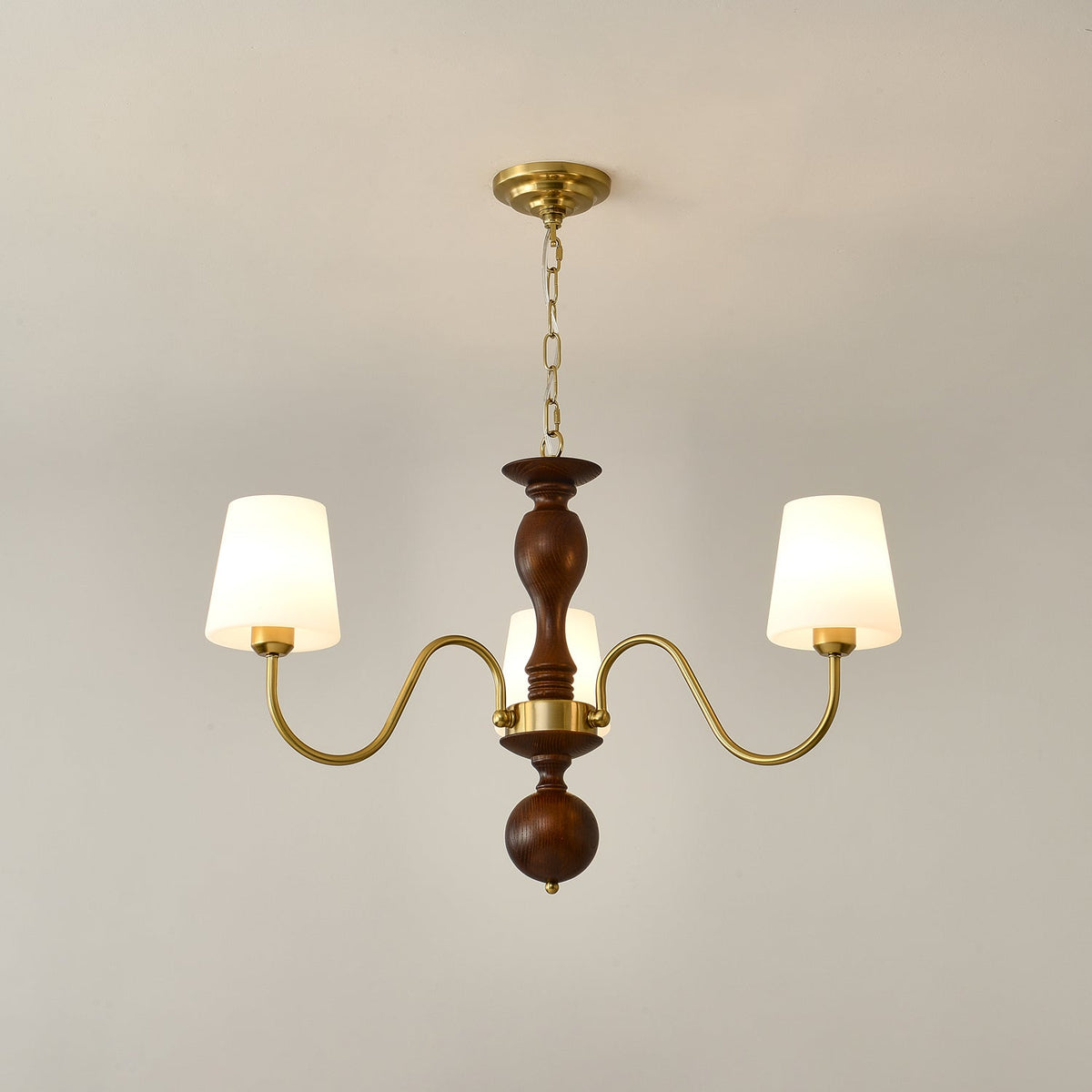 Lustra Chandelier Laiton Bois Rustique Vintage - Neutralighting