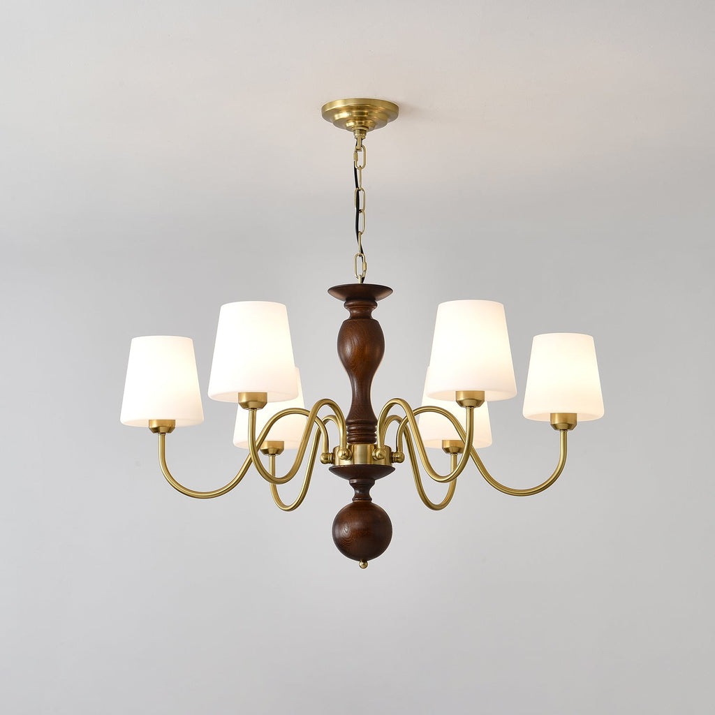 Lustra Chandelier Laiton Bois Rustique Vintage - Neutralighting