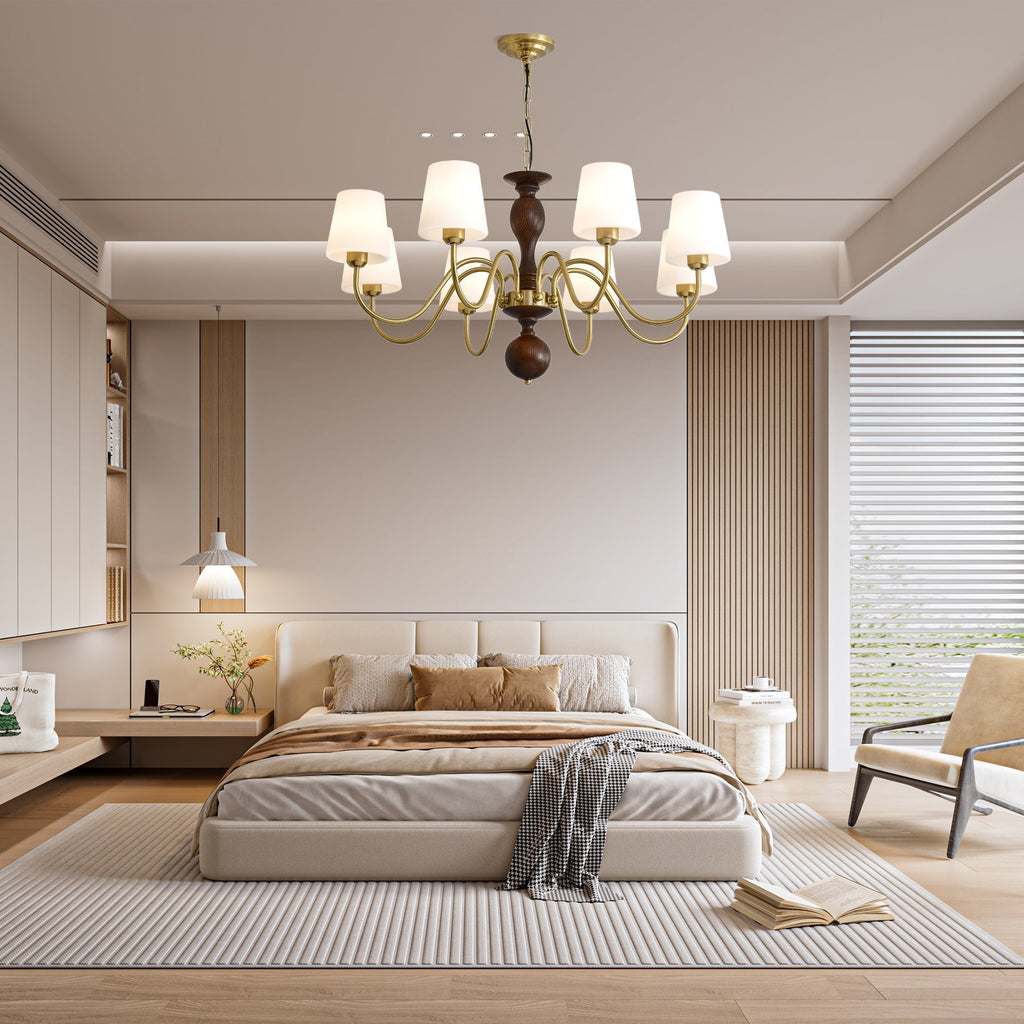 Lustra Chandelier Laiton Bois Rustique Vintage - Neutralighting