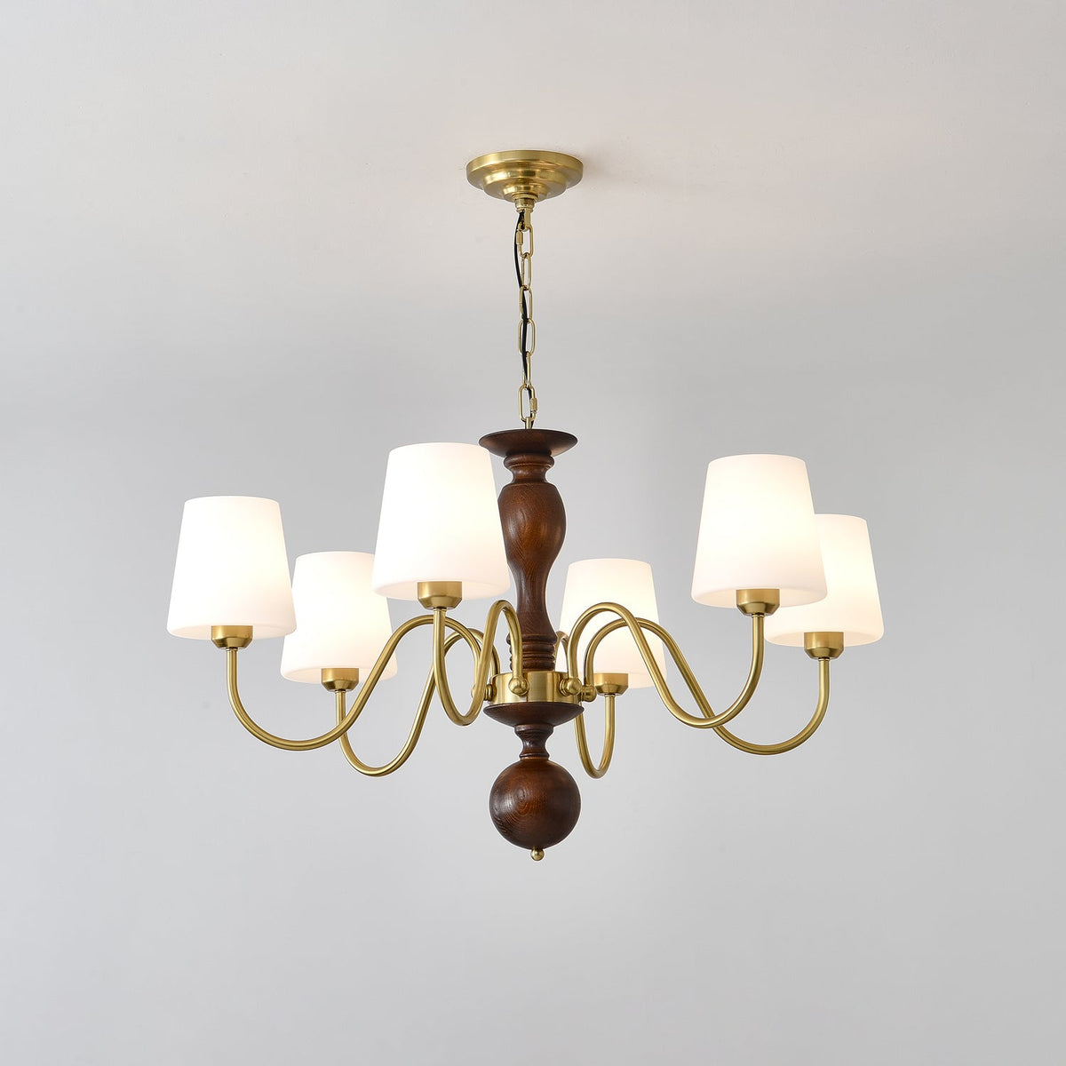 Lustra Chandelier Laiton Bois Rustique Vintage - Neutralighting