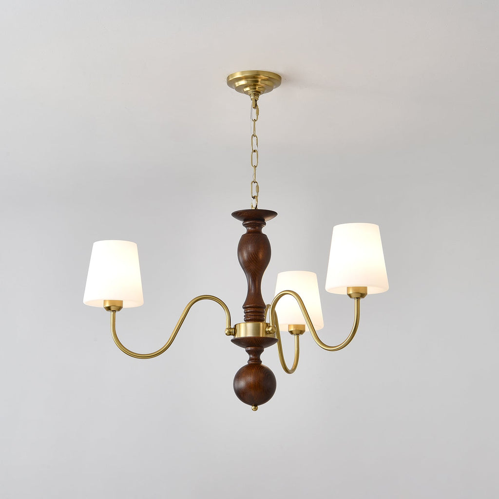 Lustra Chandelier Laiton Bois Rustique Vintage - Neutralighting