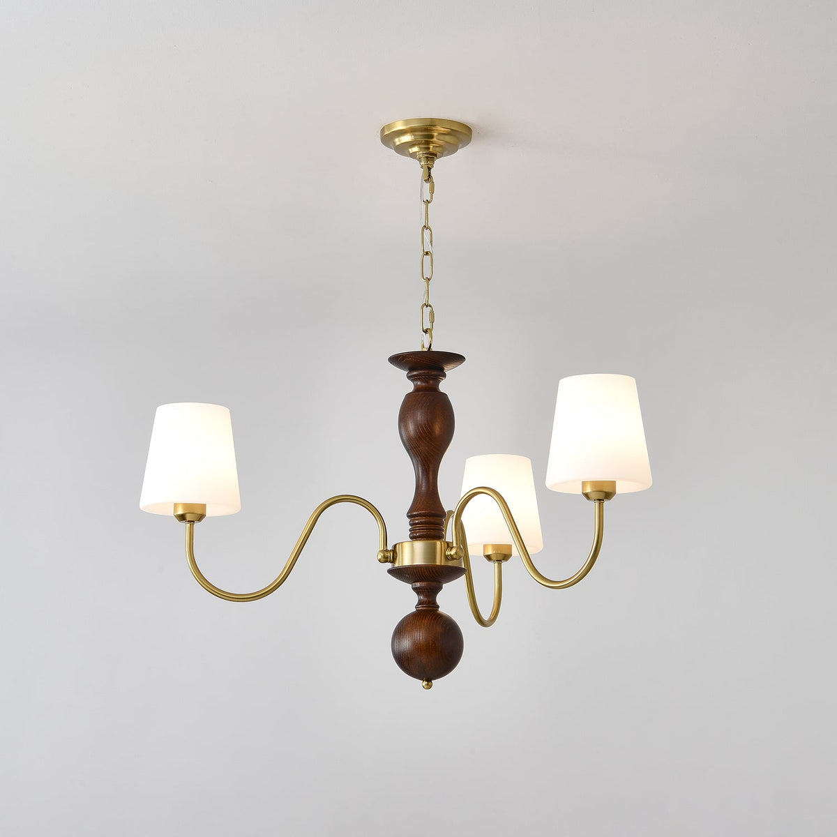 Lustra Chandelier Laiton Bois Rustique Vintage - Neutralighting
