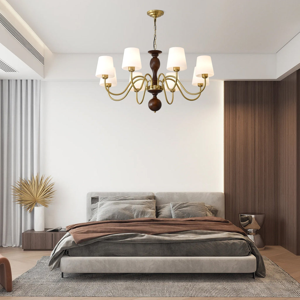 Lustra Chandelier Laiton Bois Rustique Vintage - Neutralighting